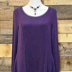 Simply Vera Purple Long Sleeve Shark Bite Hem Sweater Medium